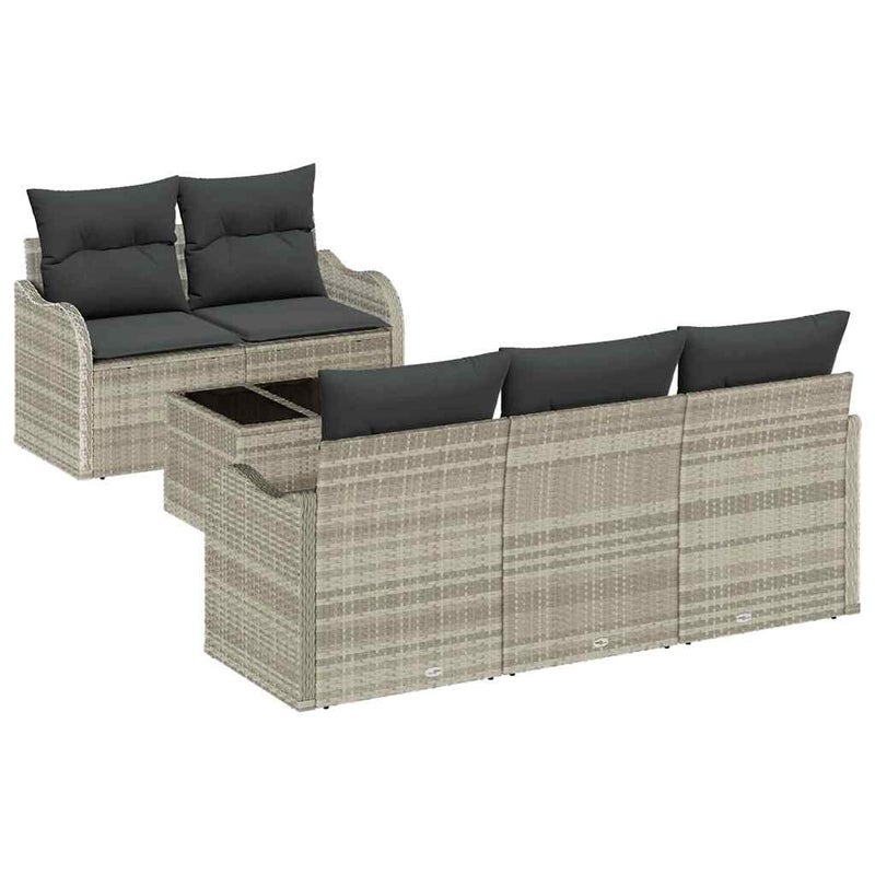 Zestaw Sof na Ogród z poduszką 6 pcs Jasnoszary i ciemnoszary