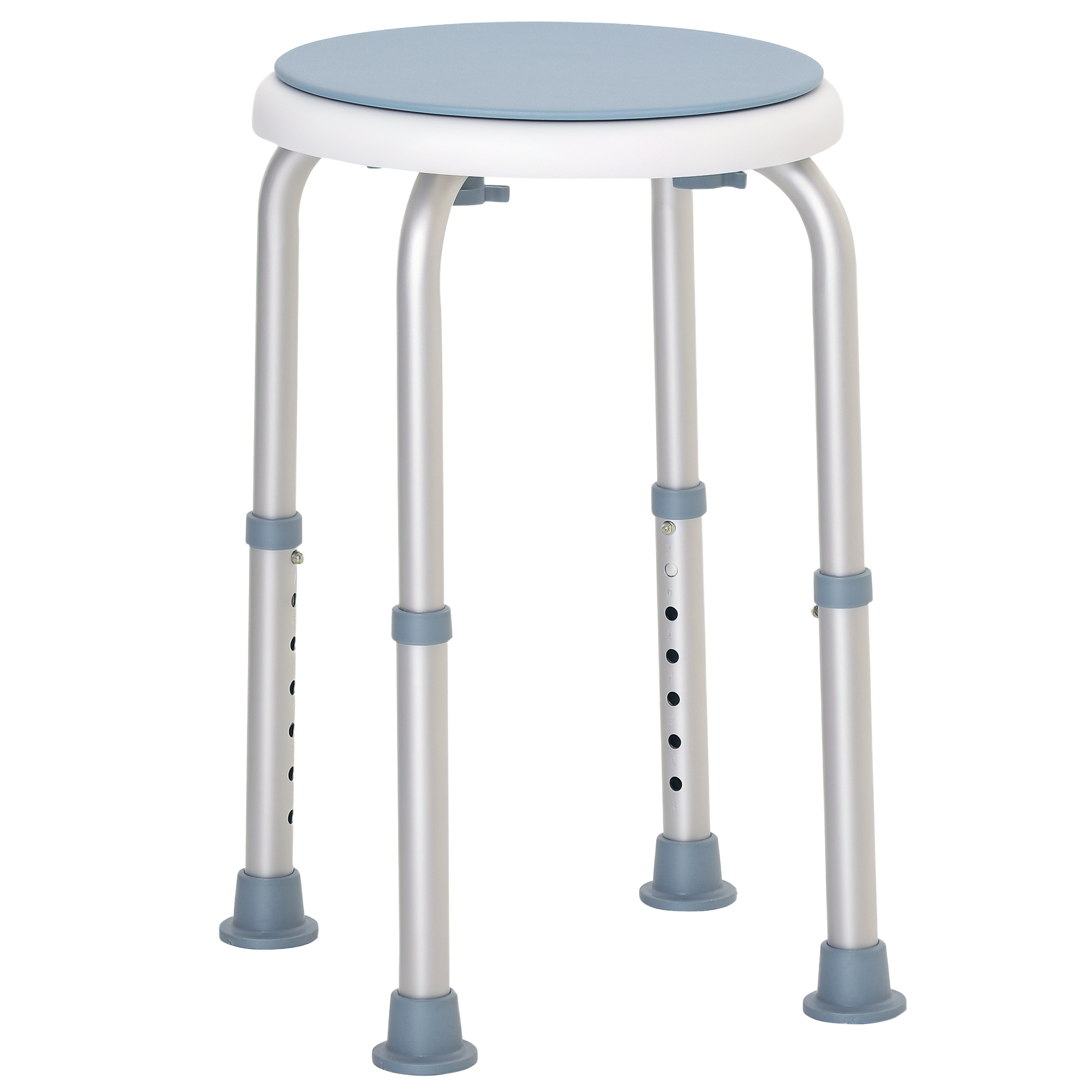 Taboret prysznicowy, siedzisko antypoślizgowe, regulowany pod względem wysokości, obrotowy o 360°, aluminiowy