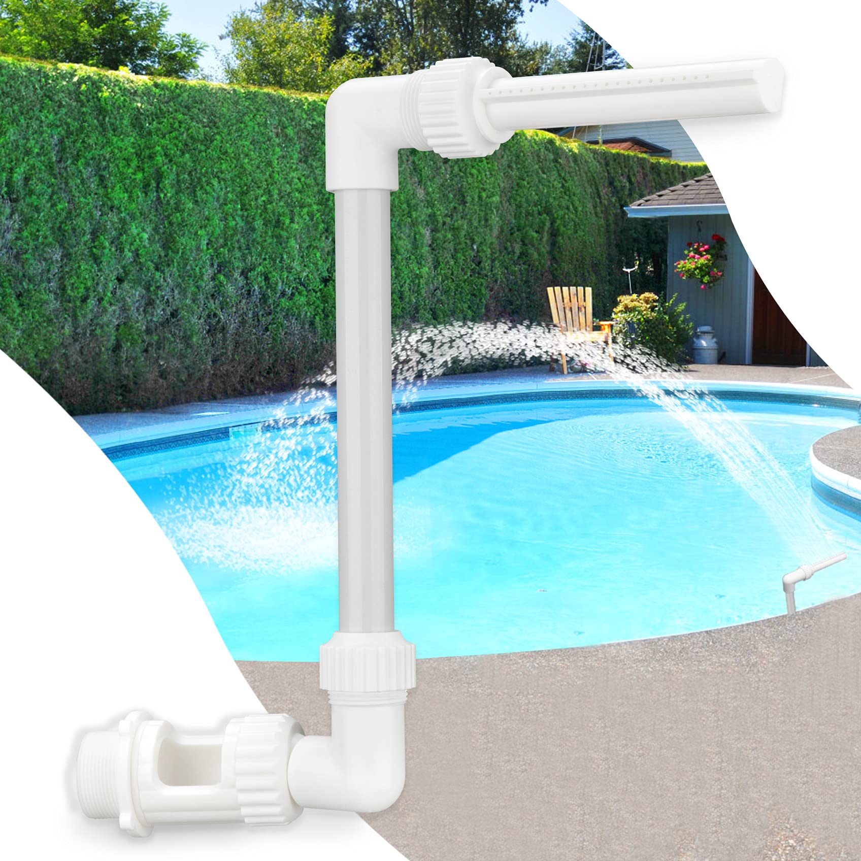 Water-Fountain Dual Spray Swimming-basen-Accessories, Upgrade Above/Inground Waterfall Cooler, regulowany 2 w 1 dysza rozpylająca