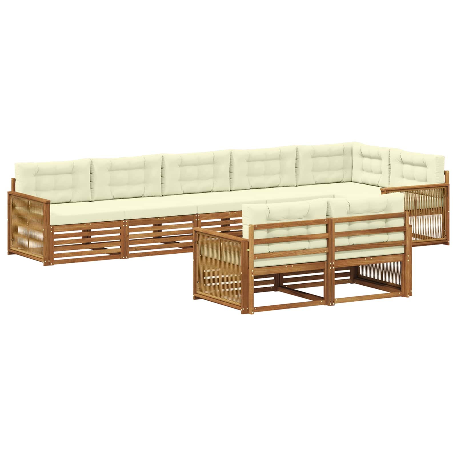 Zestaw sof na zewnątrz z poduszką 8 pcs Naturalny i Kremowy