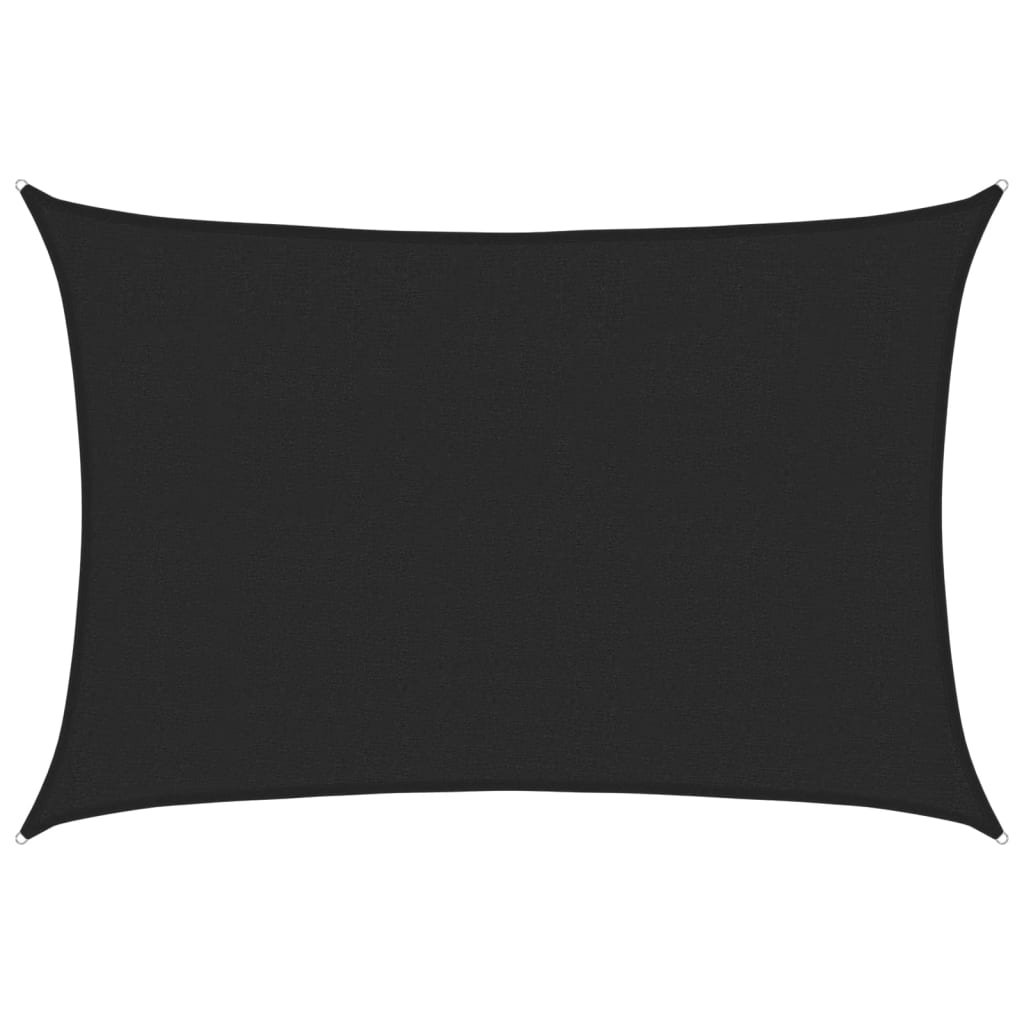 Żagiel przeciwsłoneczny prostokątny z czarnego HDPE, z ochroną UV, wodoszczelny, 2,5 x 3,5 m, 160 g/m²