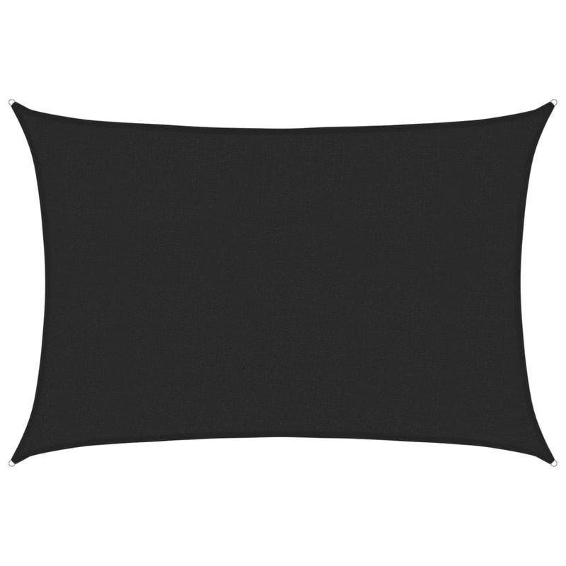 Żagiel przeciwsłoneczny prostokątny z czarnego HDPE, z ochroną UV, wodoszczelny, 2,5 x 3,5 m, 160 g/m²