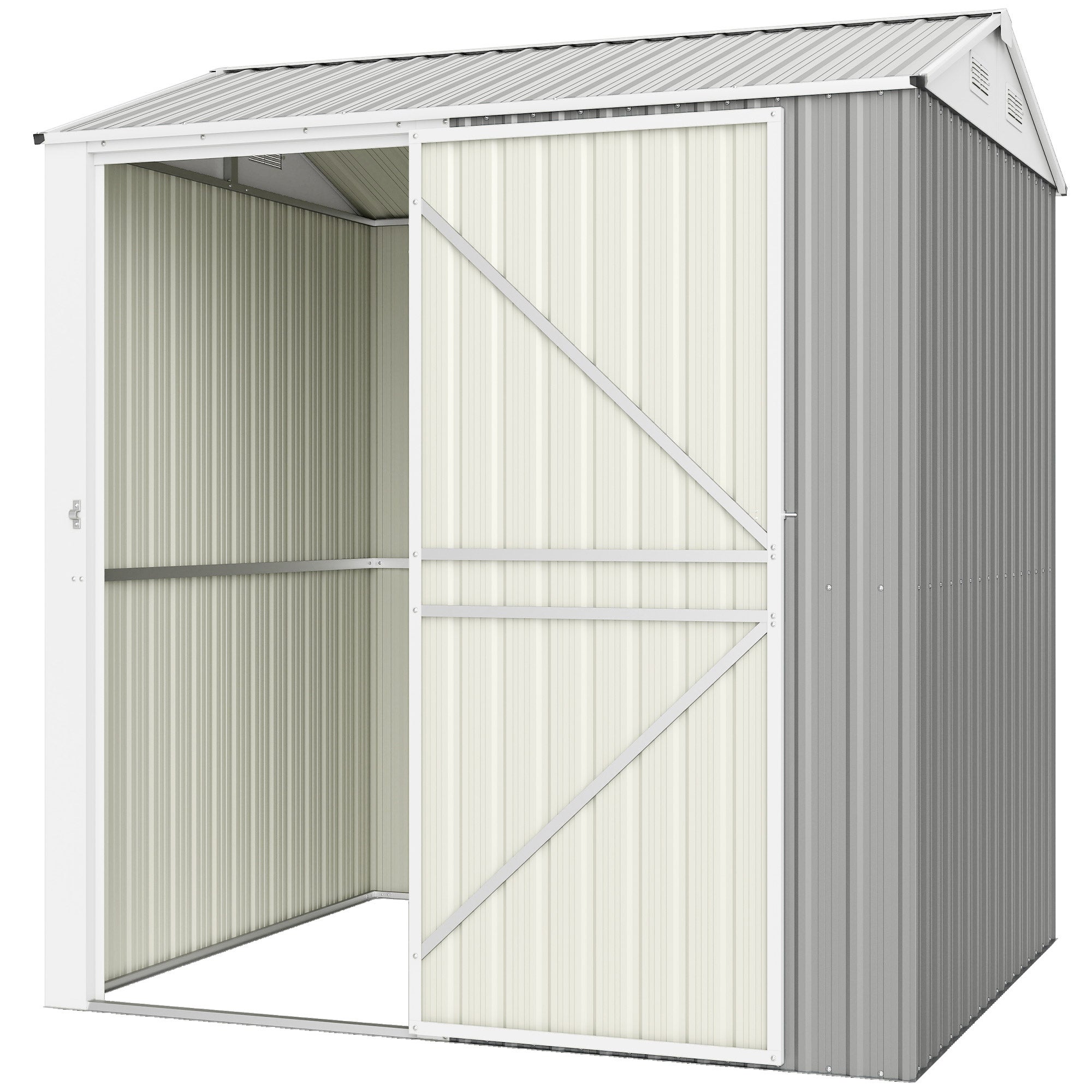 Domek ogrodowy stalowy, wys. 3,51 m², z wentylacją i zamykanymi drzwiami, 209 x 177 x 236 cm, kolor srebrny
