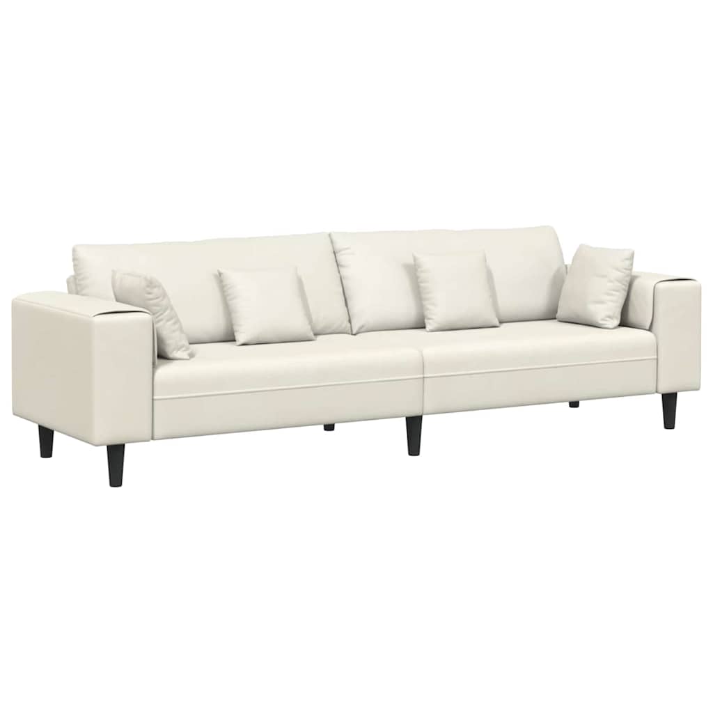 Sofa Kremowy 250 x 77 x 76 cm Aksamit