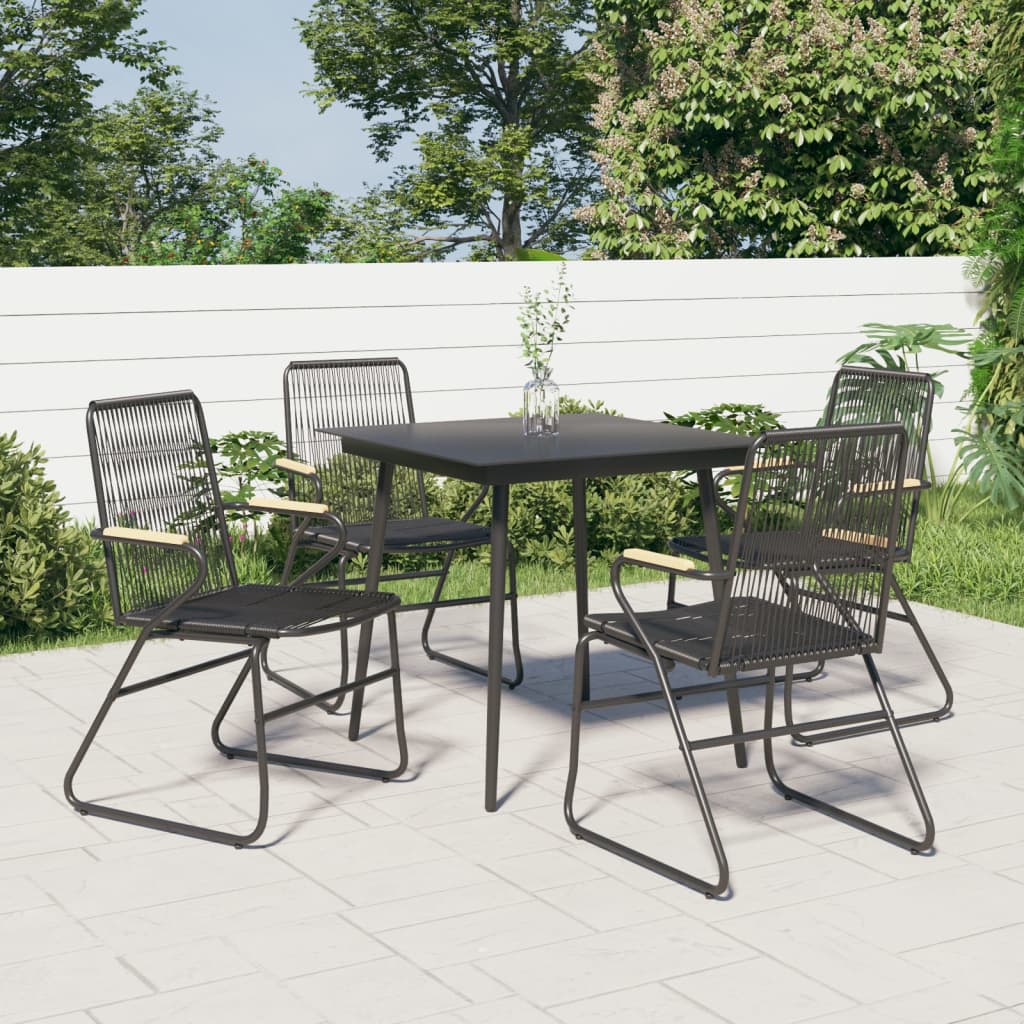 vidaXL Krzesła ogrodowe, 4 szt., czarne, 58x59x85,5 cm, rattan PVC