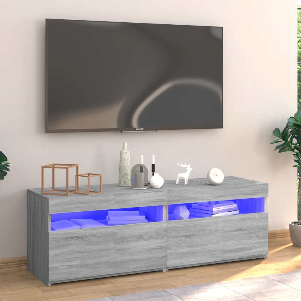 Meble RTV VidaXL szary sonoma 120x35 cm 4 przegrody LED RGB
