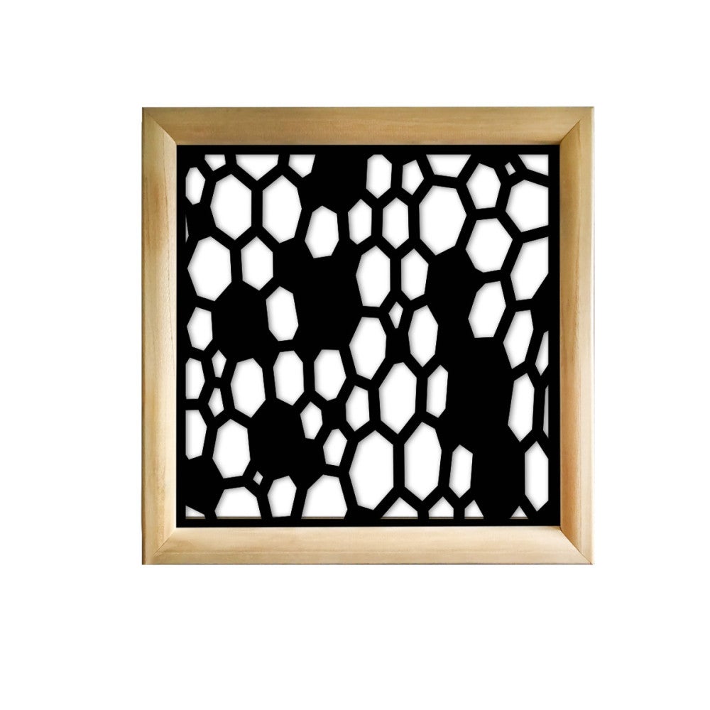 BEEHIVE - Kwadratowe moduły dekoracyjne z drewna i PVC - Rozmiar 73x73 cm - Grubość 64 mm - Kolor wewnętrzny CZARNY