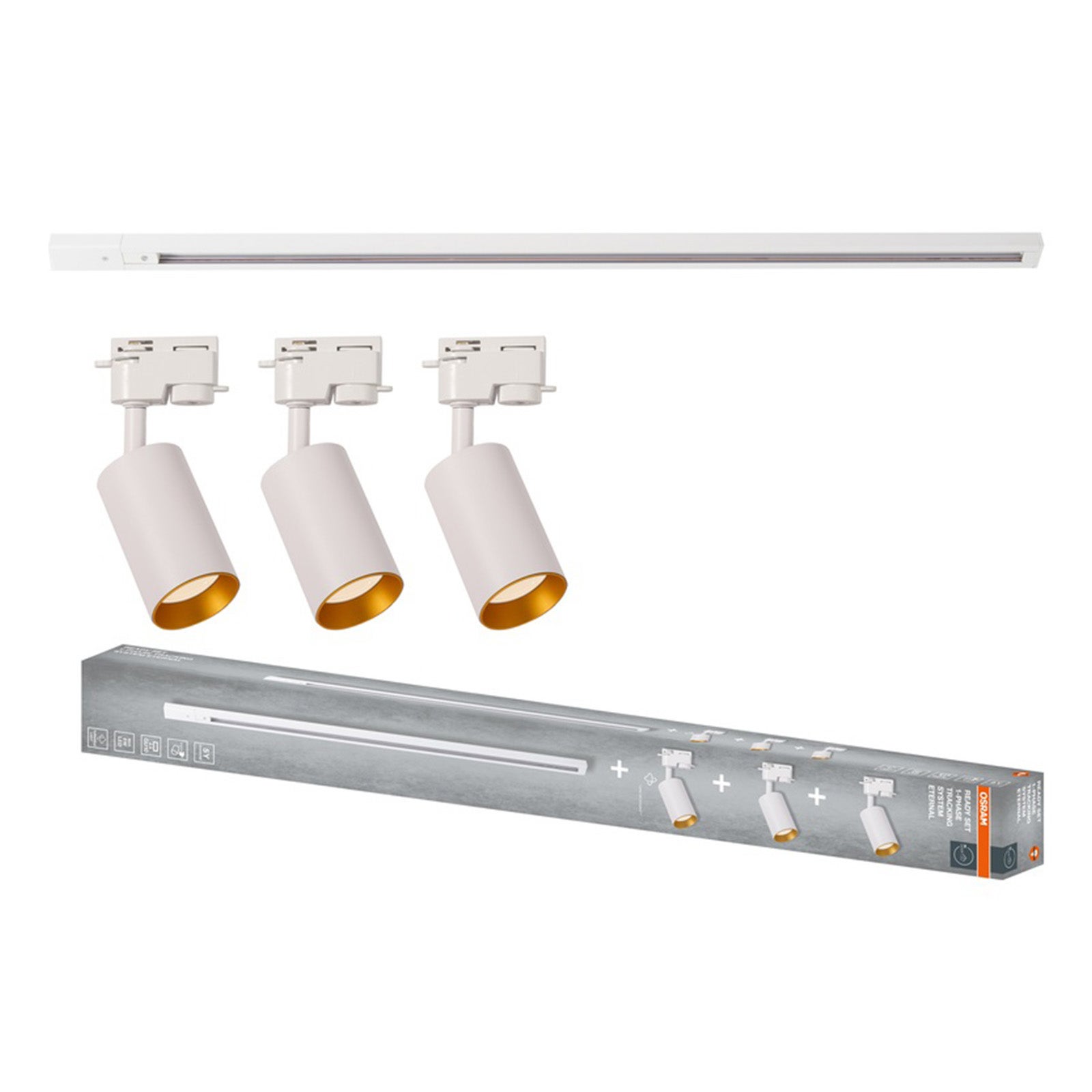 Zestaw Szynowy Szynoprzewód Szyna Listwa + Reflektor Szynowy Lampa LED 6 W GU10 Biały 1m Eternal Osram