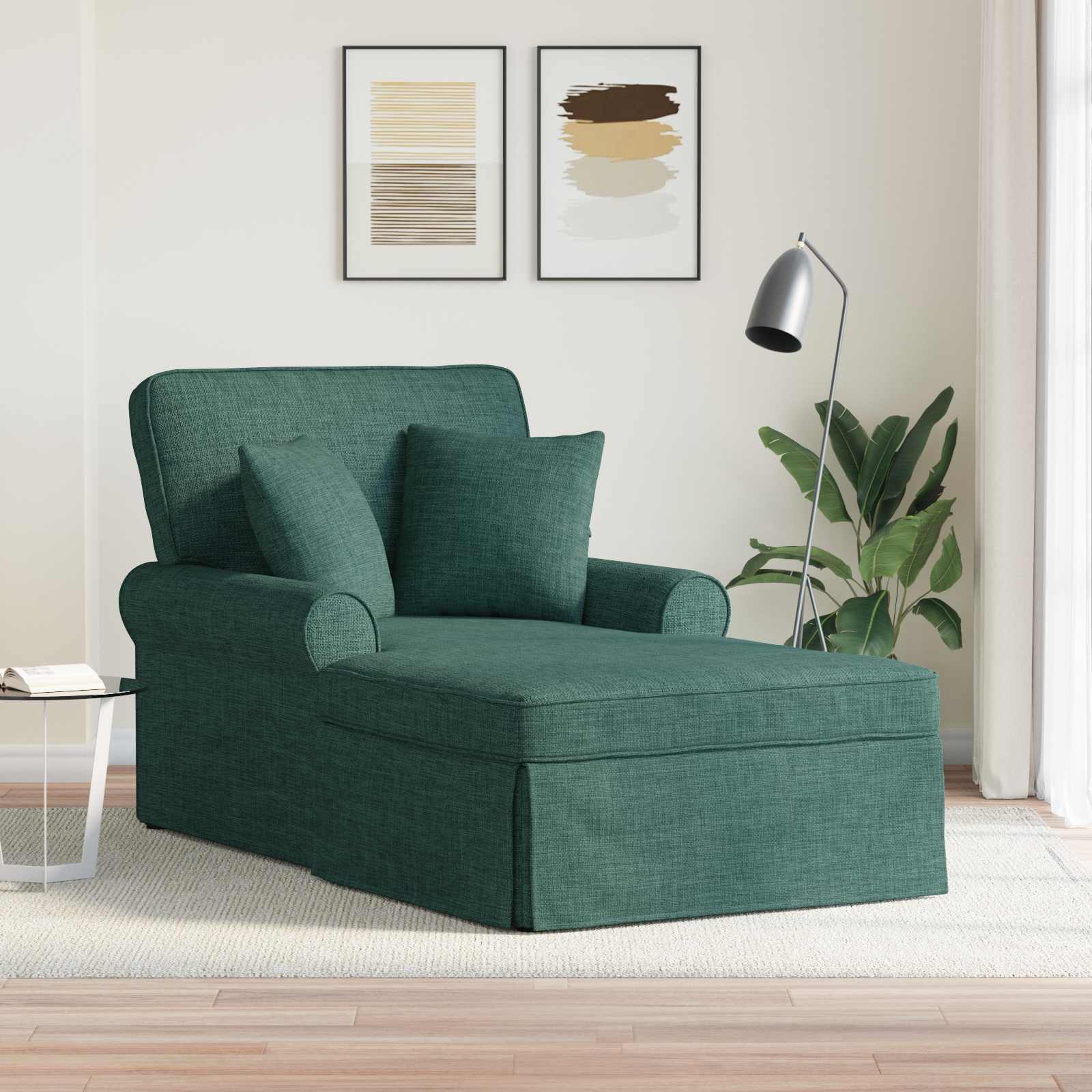 Chaise Lounge z Fartuszkiem 3 pcs Ciemna zieleń tkanina vidaXL