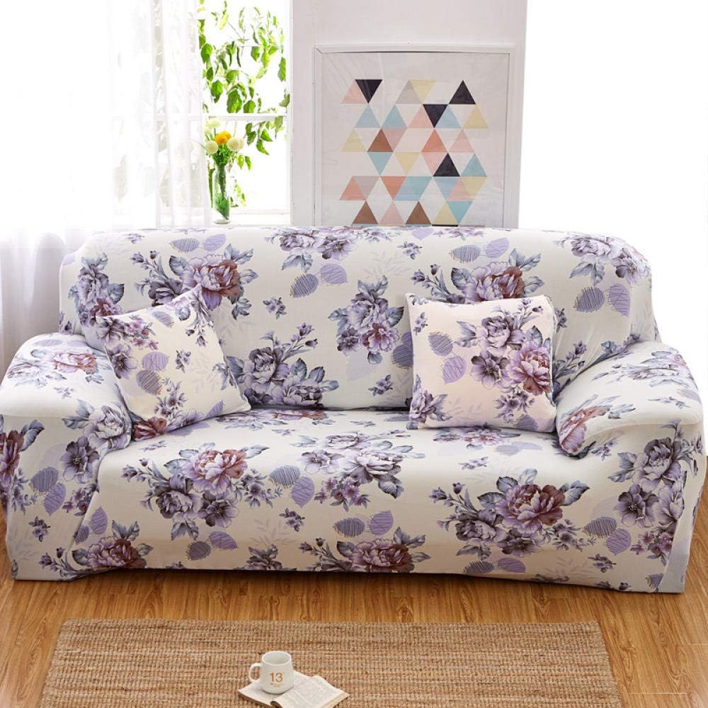 Pokrowiec na sofę 2-osobową - Jasnofioletowy wzór kwiatowy -Elastyczna, miękka i elegancka ochrona -Do skórzanych sof, psów, kotów i zwierząt domowych