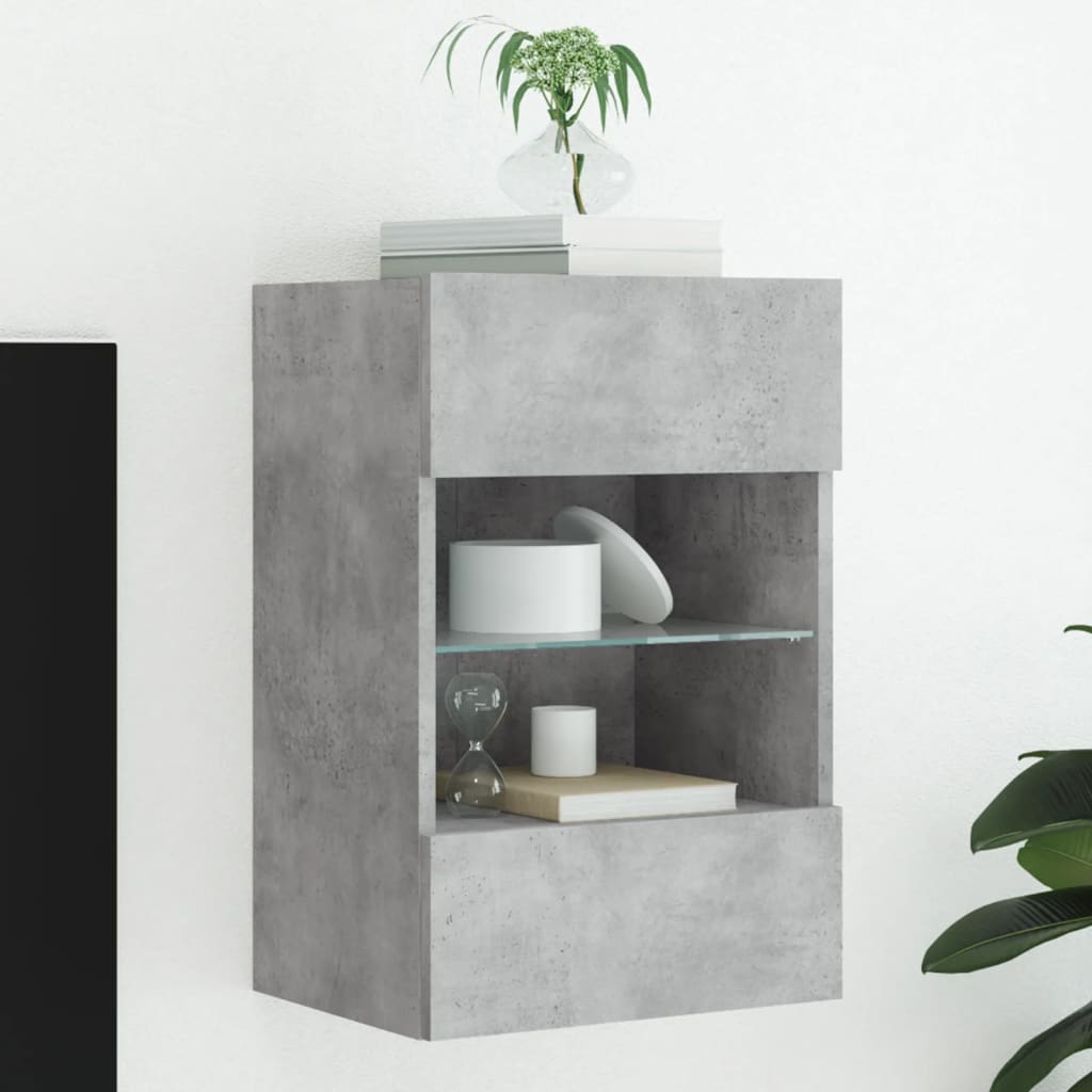 Ścienna szafka TV z LED, szarość betonu, 40x30x60,5 cm vidaXL
