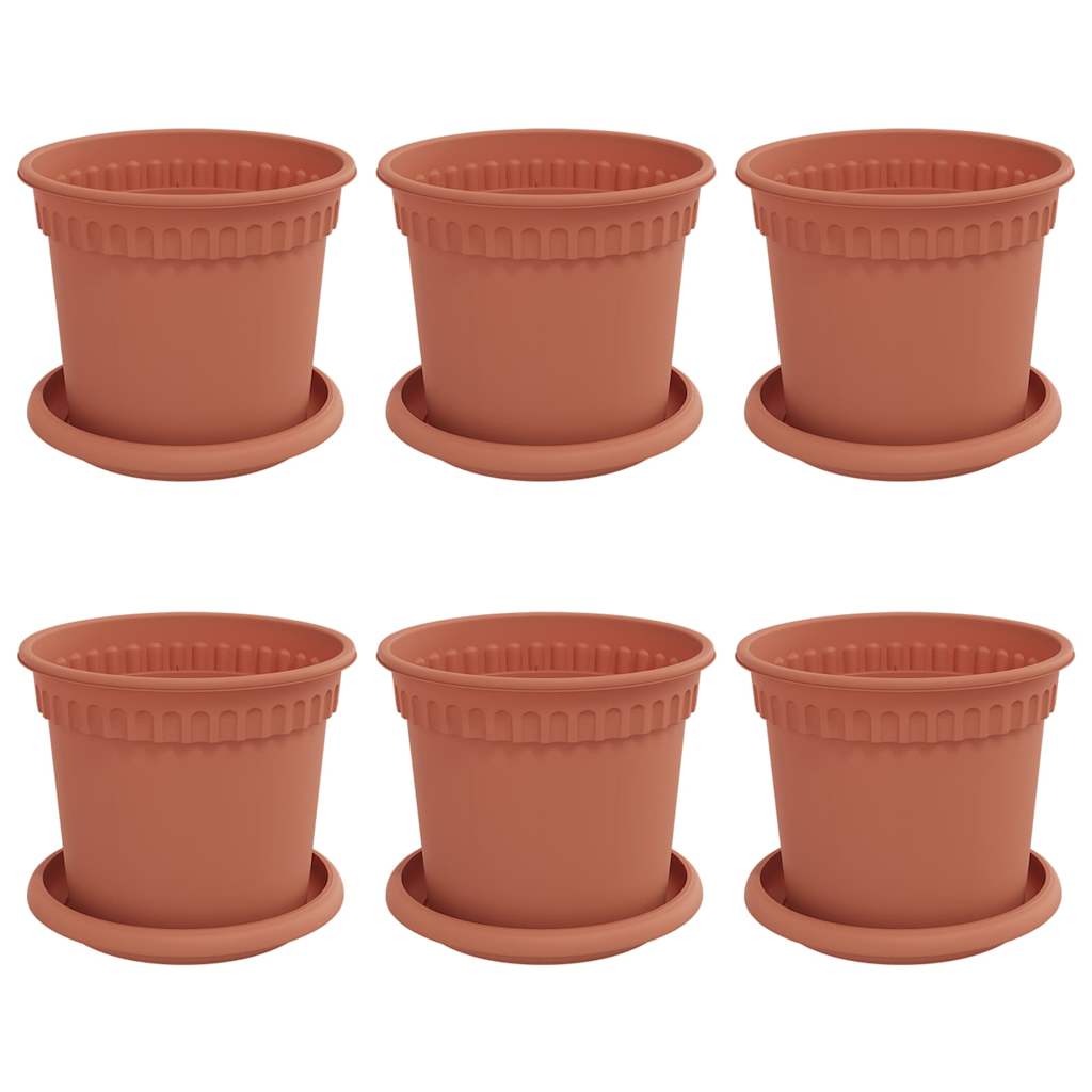 Doniczki 6 pcs Czerwony ceglasty Ø 15 x 12 cm