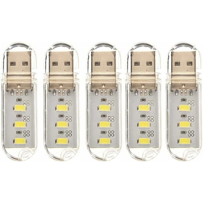 szt. mini przenośnej lampki nocnej USB DC 5 V z 3 diodami LED, lampki do czytania książek na biurko, do komputerów stacjonarnych, laptopów, komputerów
