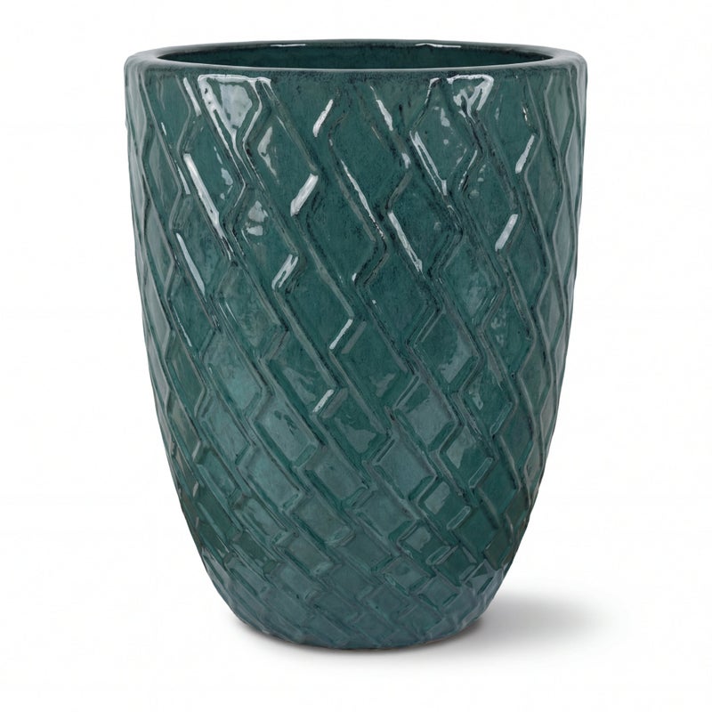 Donica ceramiczna Provencelia ZEUS Zielony, sred.41 x H54 cm, mrozoodporna, rękodzieło, szkliwiona