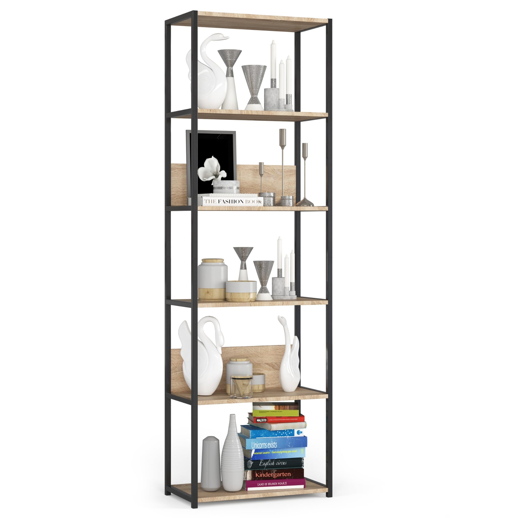 Regał industrialny AKORD metalowy Czarny Dąb Sonoma 60x32x192 cm