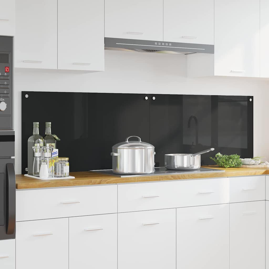 Panel kuchenny 2 pcs Czarny 90 x 50 cm szkło hartowane vidaXL