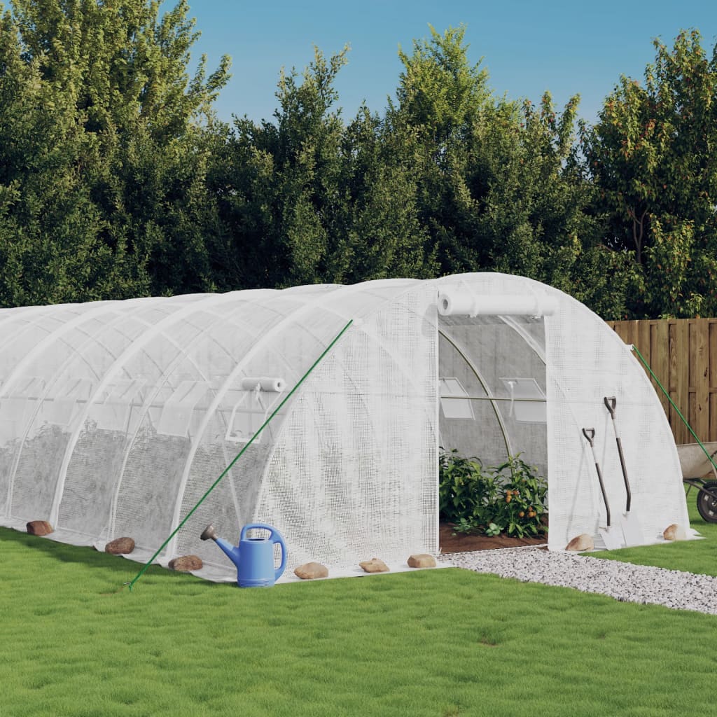 Szklarnia ze stalową ramą, biała, 32 m², 8x4x2 m vidaXL
