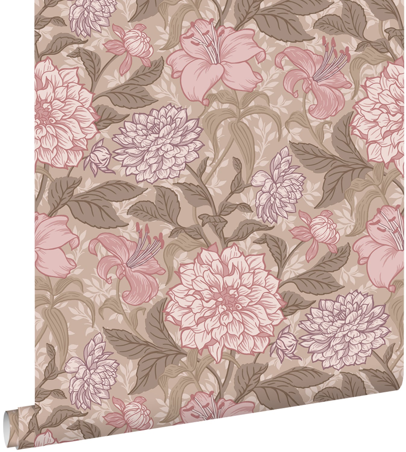 Tapeta zabytkowe kwiaty jasny fiolet mauve - 50 x 900 cm - ESTAHOME