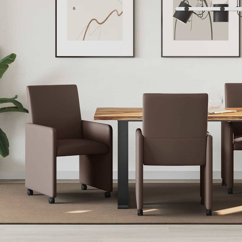 Krzesełka jadalne na kółkach 2 pcs Brązowy 57 x 66 x 94 cm vidaXL
