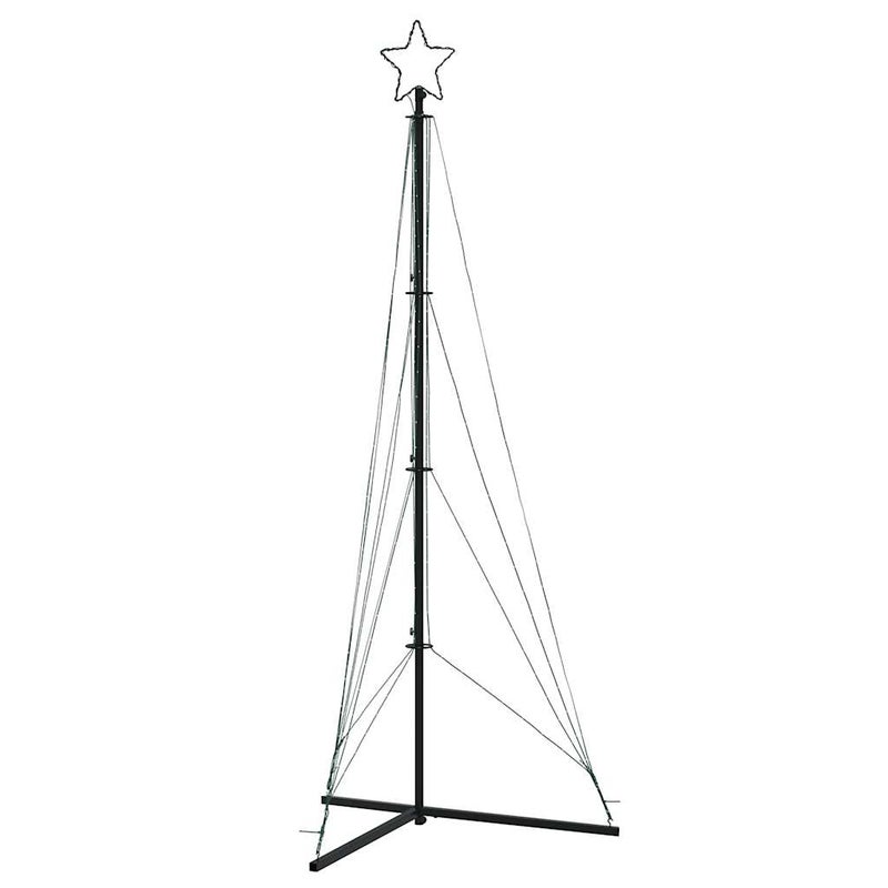 Choinka LED Zewnętrzna 240 cm Ciepła Biel z Gwiazdą i Podstawą