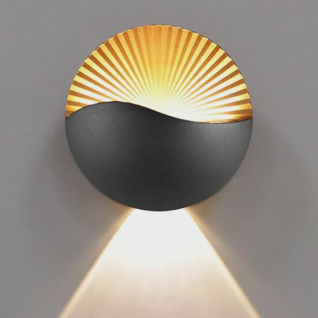 Kreatywna, nowoczesna lampa ścienna LED 6W, z oświetleniem sufitowym, aluminiowa, wodoodporna, IP65, do użytku wewnątrz i na zewnątrz [Klasa energetyc
