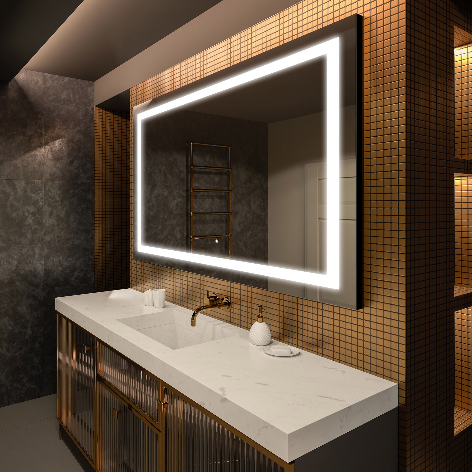 Lustro Premium Artforma z podświetleniem LED Łazienka (120x70 cm) Podświetlane lustro LED z podświetleniem dotykowym 1szt