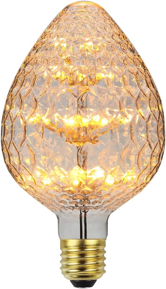 Żarówka LED Vintage Żarówka RGB Fajerwerki Edison Żarówka 3W 220/240V E27 Żarówka Dekoracyjna (G95 Fraise) [Klasa energetyczna G]