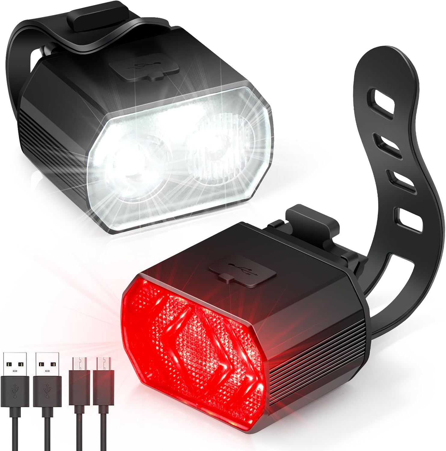 Przednie i tylne światło rowerowe Lumiere lampka rowerowa LED ładowana przez USB trybów oświetlenia odpowiednie do rowerów górskich i zwykłych