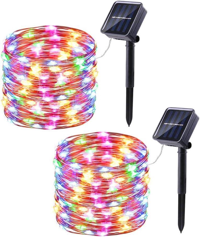 Girlanda Solarna Zewnętrzna, każda 12M 100 LED przewidywalna Girlanda Świąteczna Solarna 8 Trybów do Ogrodu, Tarasu, Dziedzińca, Choinki (Kolorowa)