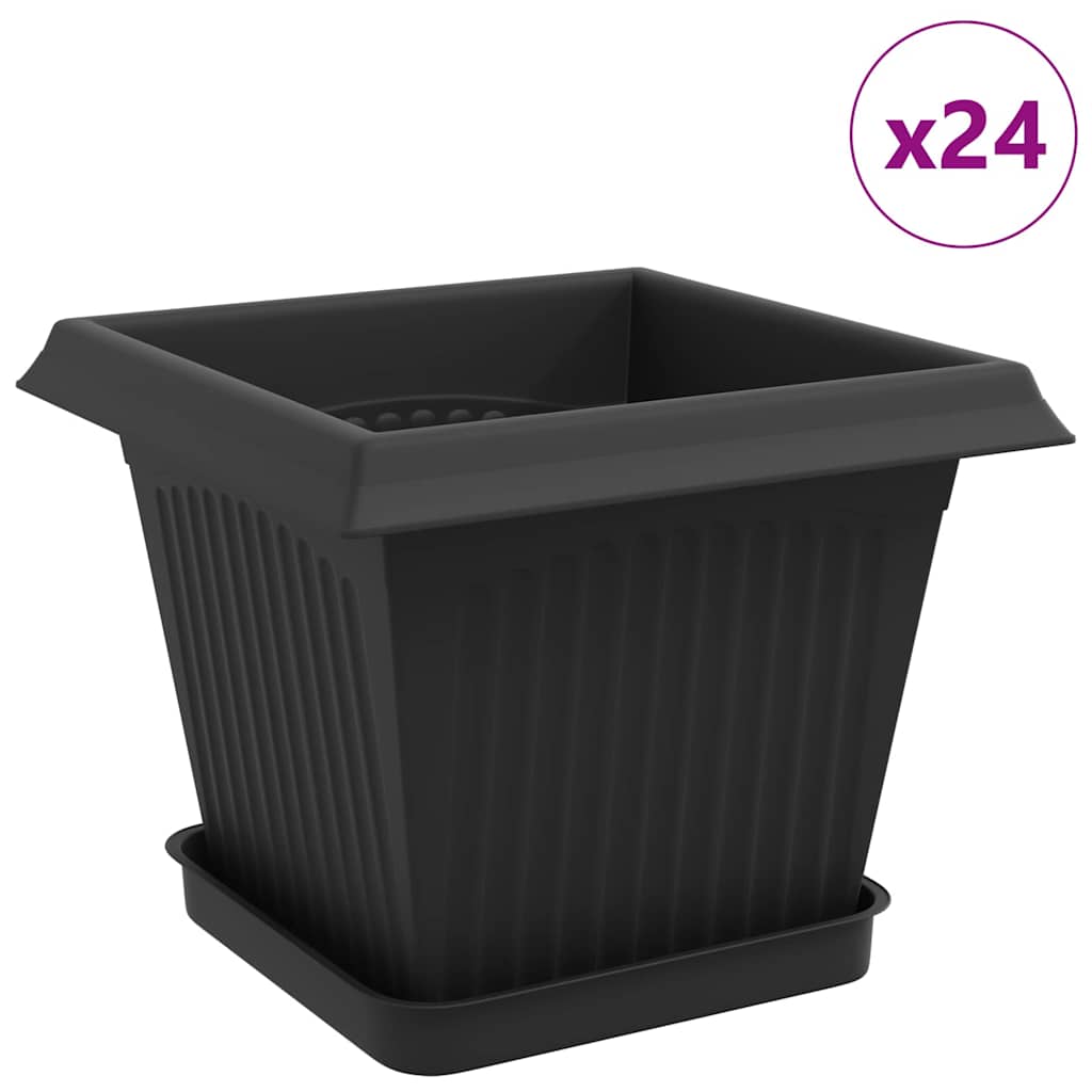 Doniczki 24 pcs Czarny 20 x 20 x 16 cm Z tworzywa sztucznego