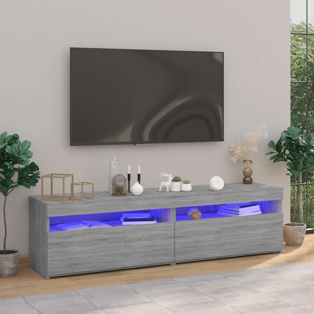 vidaXL Szafki TV z LED, 2 szt., szary dąb sonoma 75x35x40 cm