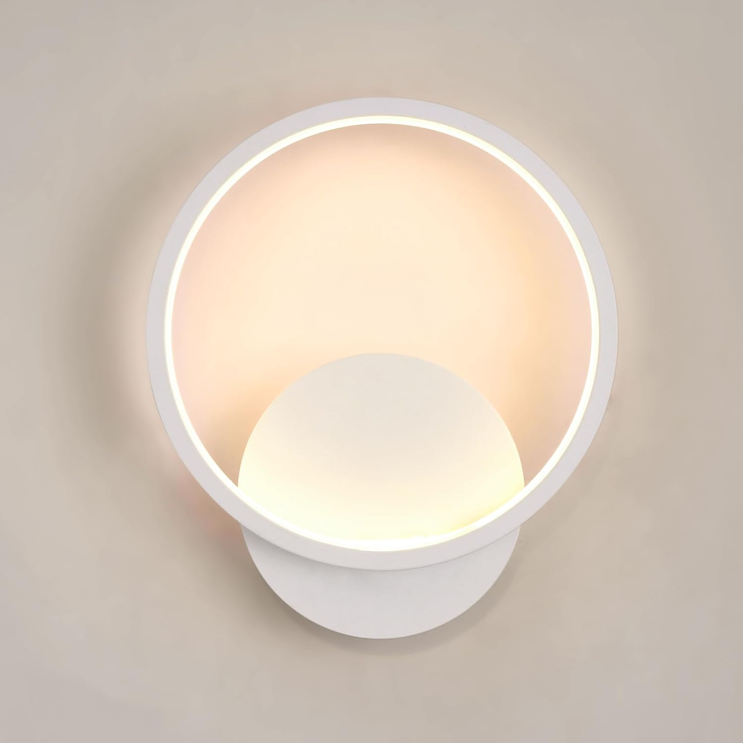 Wewnętrzny kinkiet LED, 12 W 1350 lm, nowoczesna okrągła lampa ścienna, aluminiowa oprawa ścienna, ciepłe białe światło 3000 K do sypialni