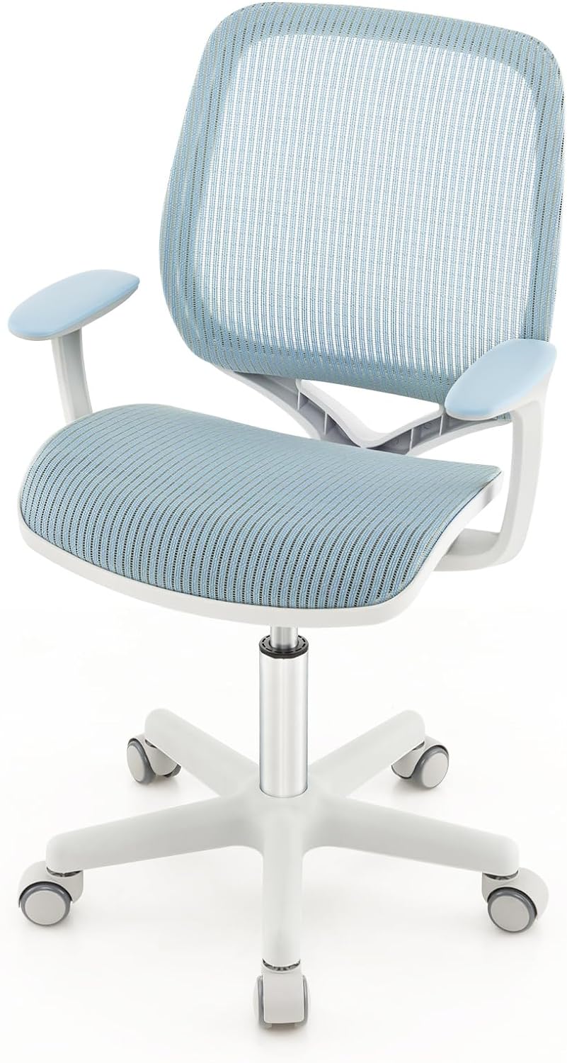 Dziecięce krzesło biurowe, obracane o 360°, wysokość siedziska 43-55 cm, z regulacją wysokości, krzesło młodzieżowe, ergonomiczne z kółkami