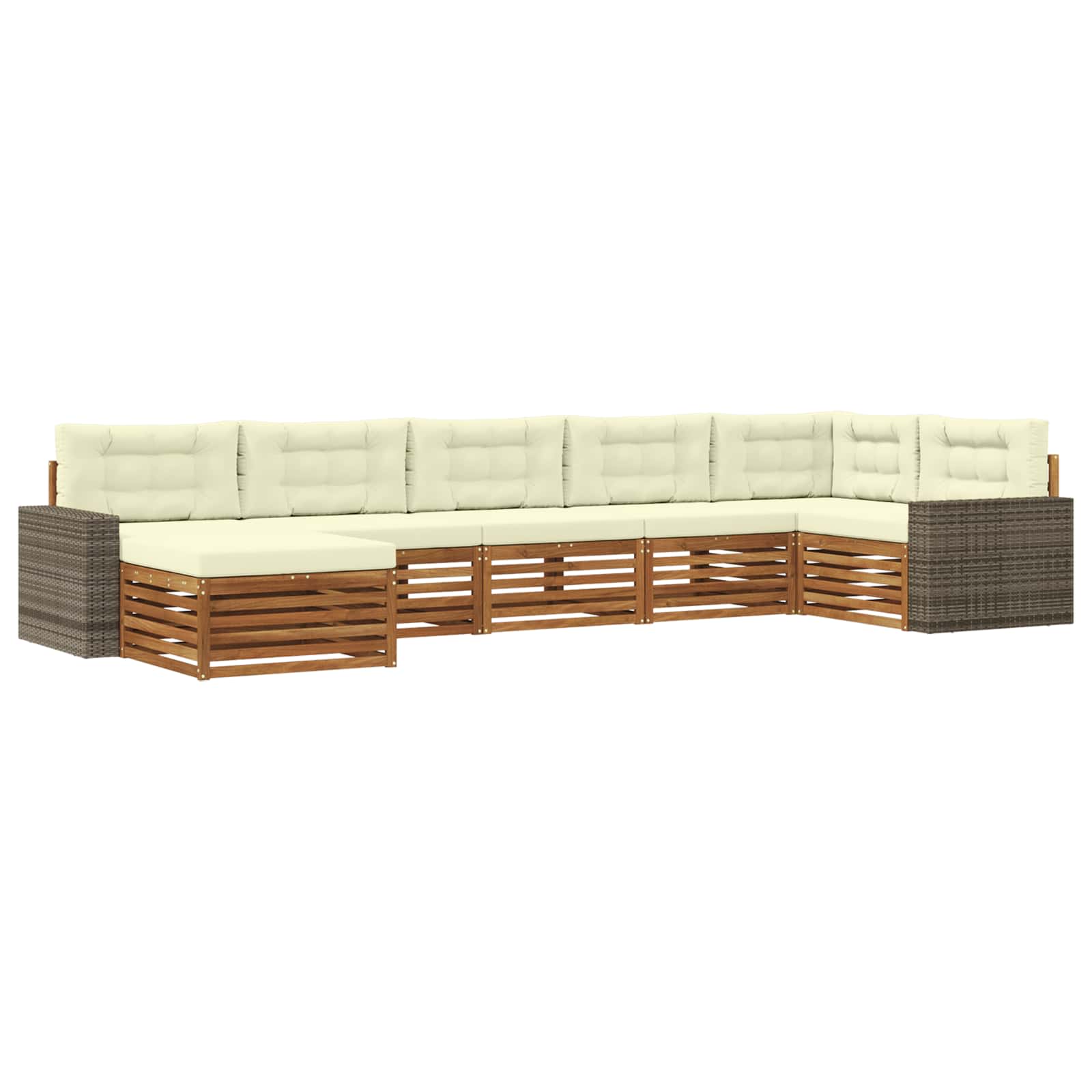 Zestaw sof na zewnątrz z poduszką 7 pcs Naturalny i Kremowy