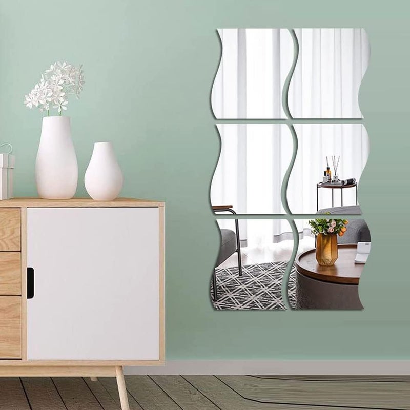 12 sztuk naklejek na lustro DIY, akrylowe naklejki ścienne z falami, ściany faliste 3D, dekoracja ścienna, samoprzylepne lustro ścienne, do dekoracji