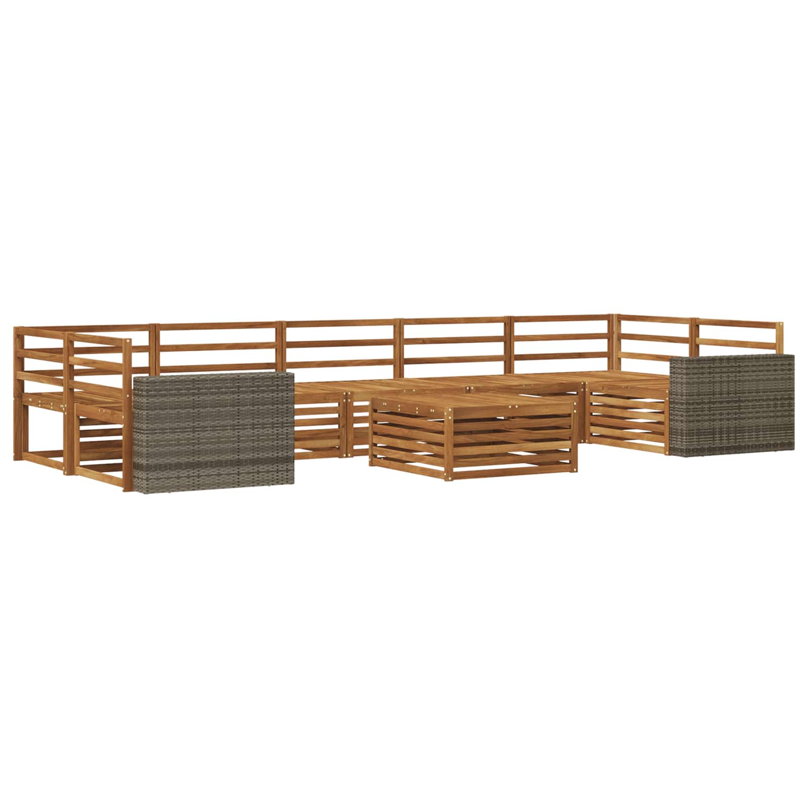 Zestaw sof na zewnątrz 8 pcs naturalny Lite Drewno Akacji