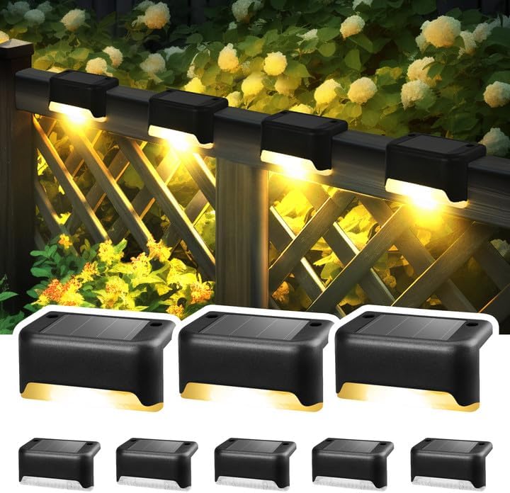 Lampa solarna, wodoodporna lampa solarna na schody, lampa ogrodowa, wodoodporna (ciepłe białe światło), 8 szt./zestaw