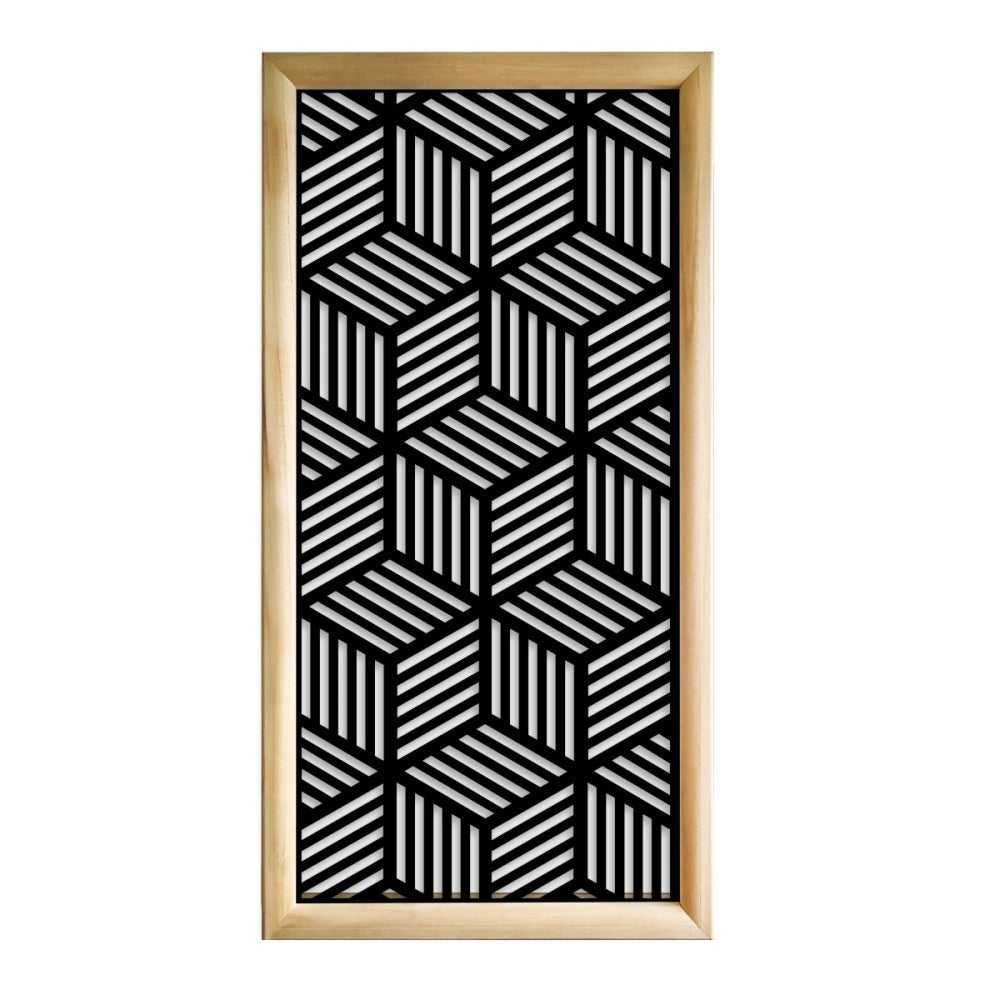 ELLIPSE - Prostokątne moduły dekoracyjne z drewna i PVC - Rozmiar 73x148 cm - Grubość 64 mm - Kolor wewnętrzny CZARNY