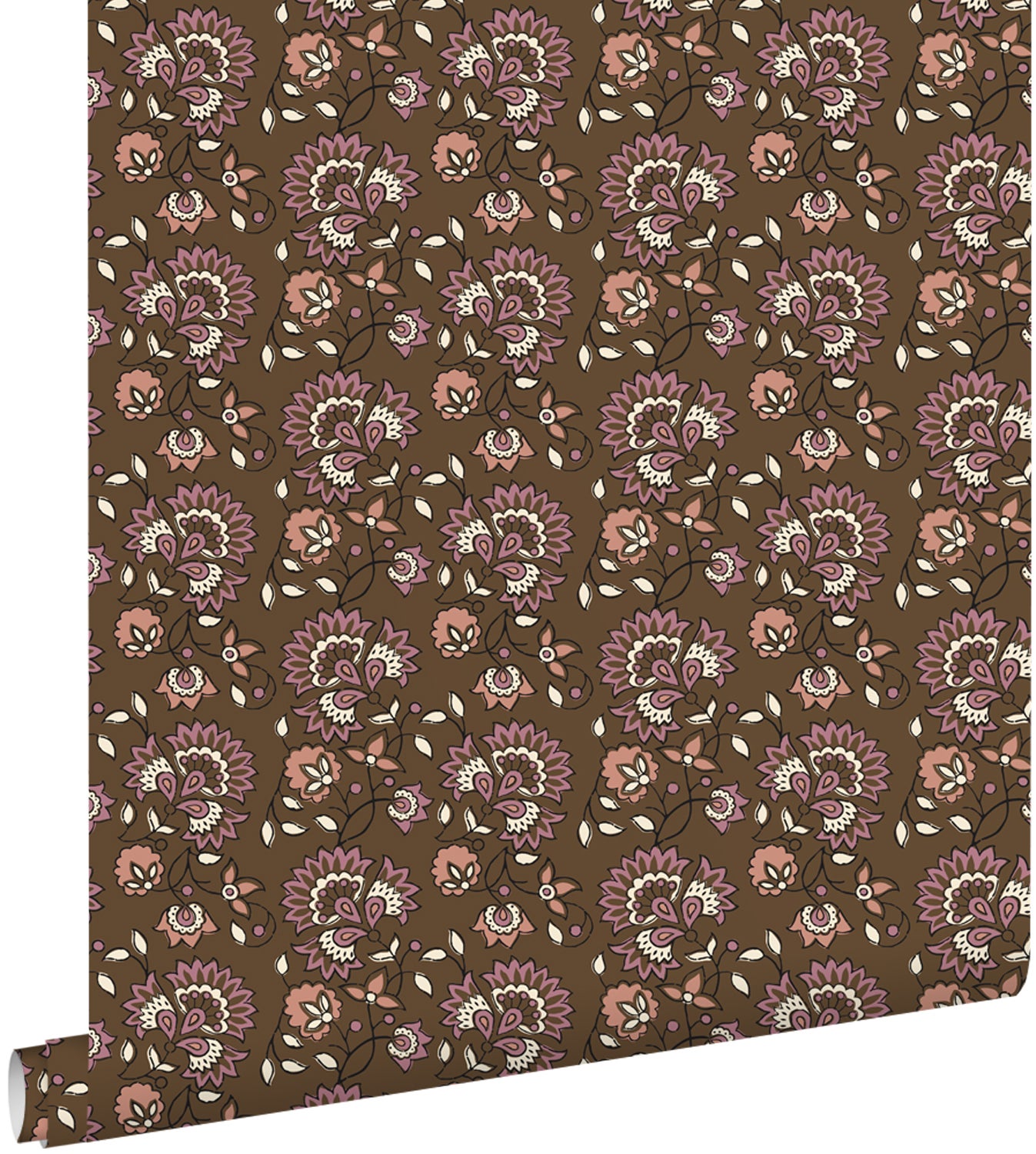 Tapeta zabytkowe kwiaty brązowy - 50 x 900 cm - ESTAHOME