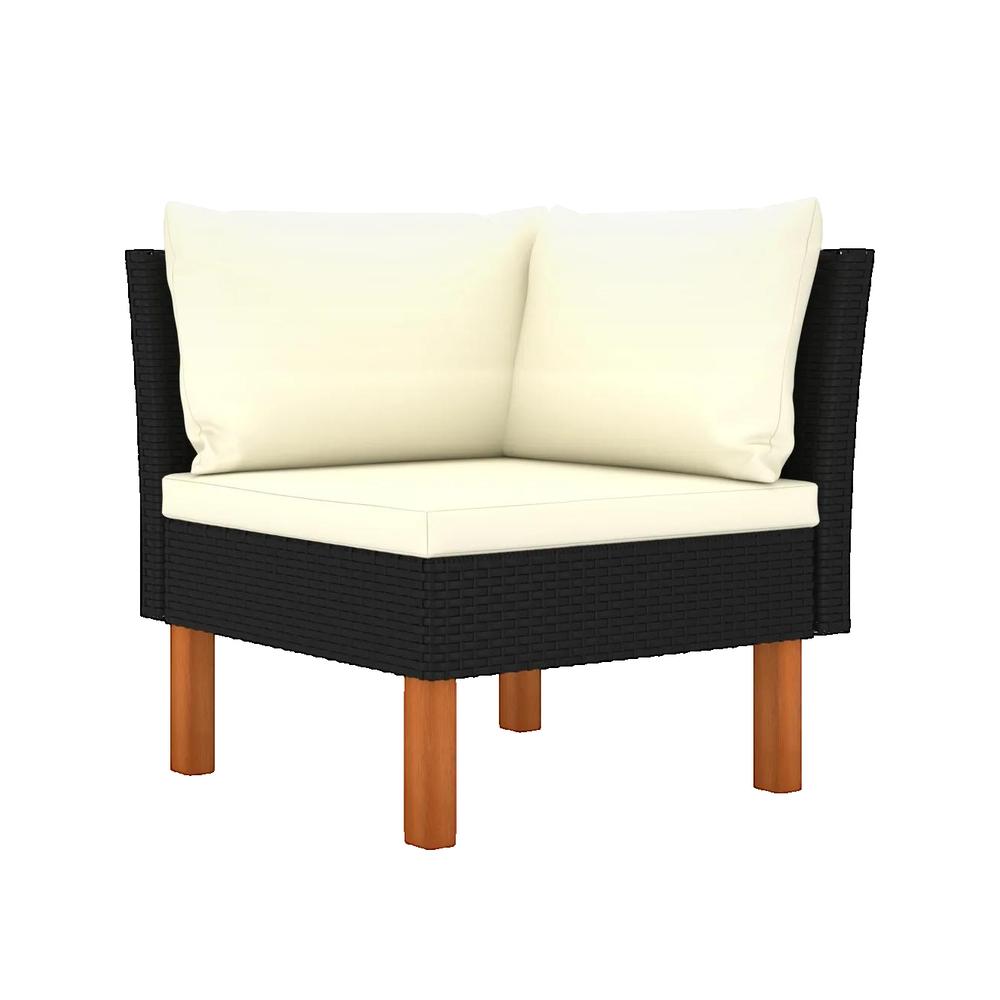 Sofa ogrodowy vidaXL elegancki i wygodny Czarny z kremowymi poduszkami