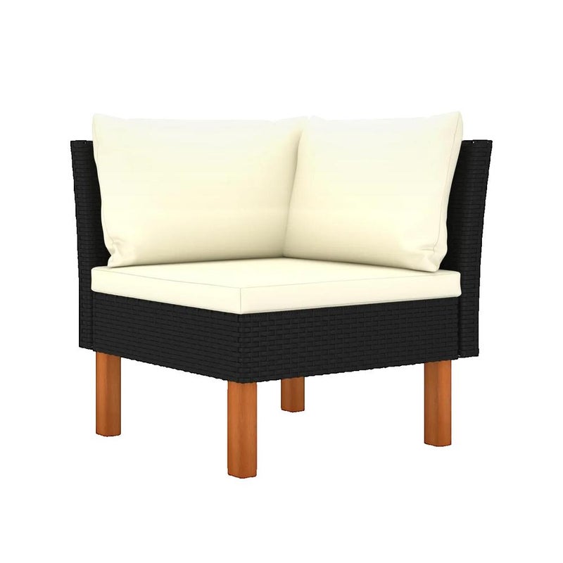 Sofa ogrodowy vidaXL elegancki i wygodny Czarny z kremowymi poduszkami