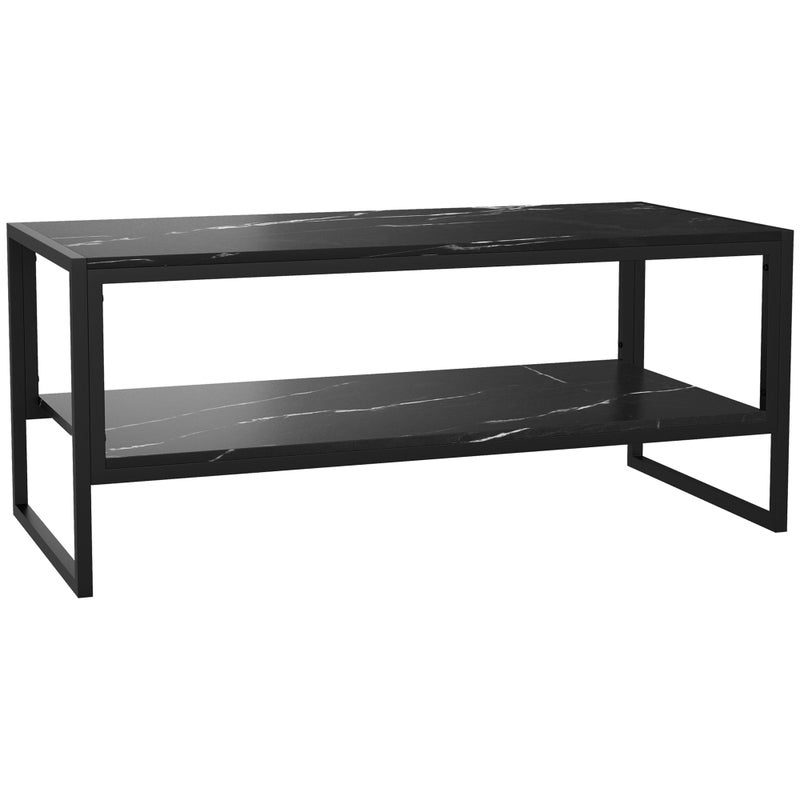 Nowoczesny stolik kawowy z 2 półkami 106 x 50 x 47 cm, czarny