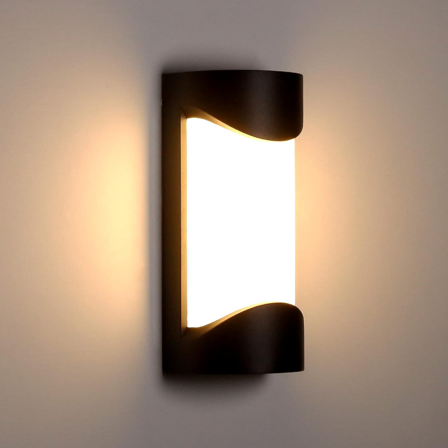 Kinkiet LED do użytku wewnątrz i na zewnątrz, 10 W, wodoodporny IP65, antracytowe aluminium, oświetlenie dekoracyjne, ciepła biel 3000 K