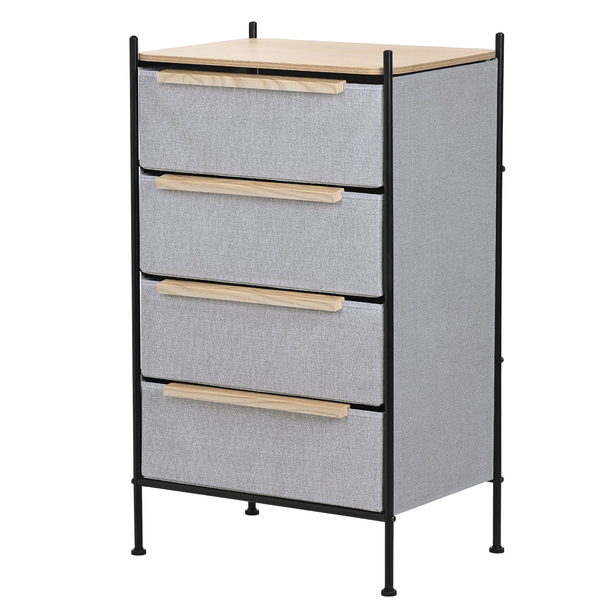 ML-Design komoda tekstylna 4 szuflada szara 58x98x42,5 cm pojemna szafa materiałowa MDF stalowy stelaż funkcjonalny organizer do salonu i sypialni