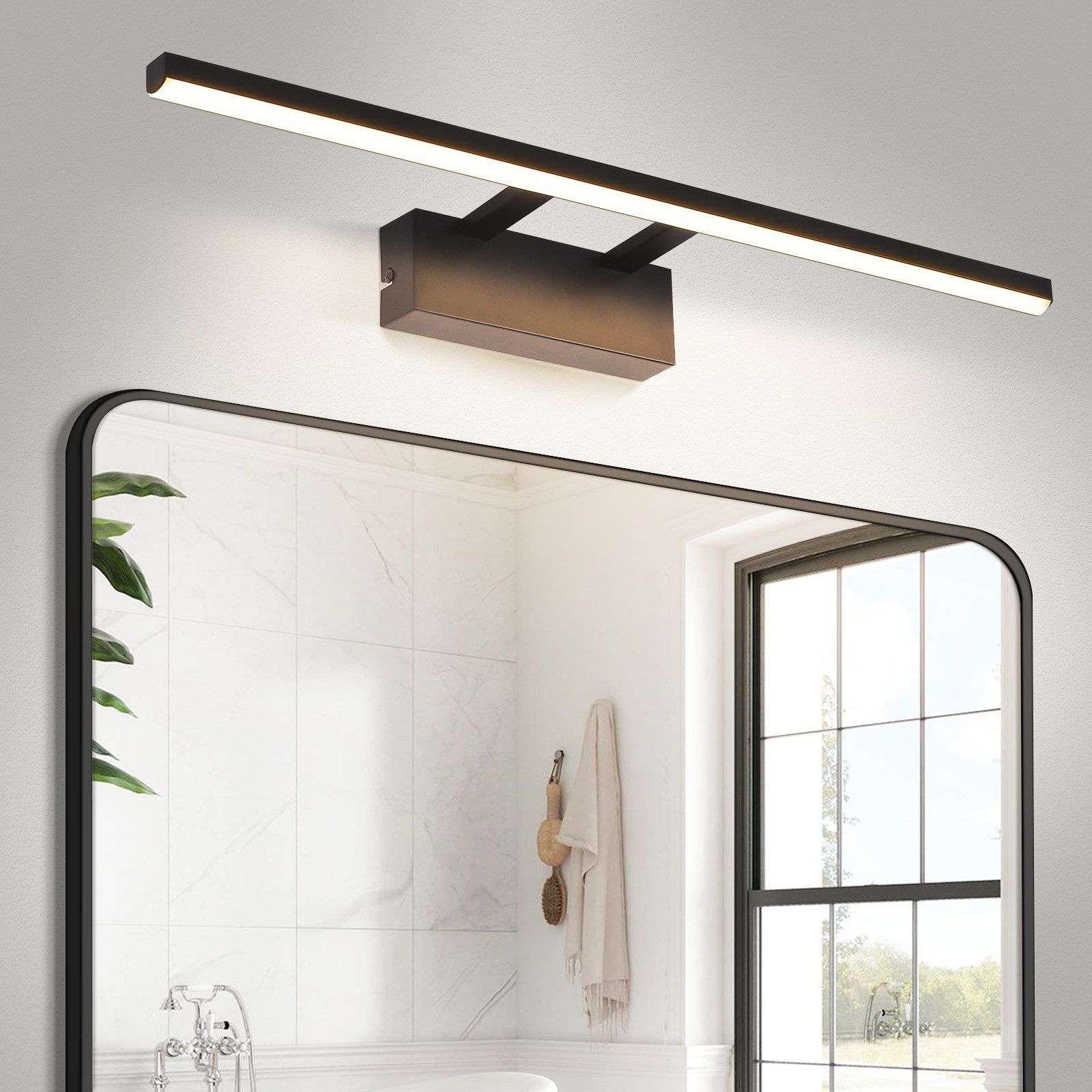 HAWUE Lampa ścienna LED Lustro Łazienka 60 cm 13 W Matowa czerń Neutralna biel Korytarz kuchenny