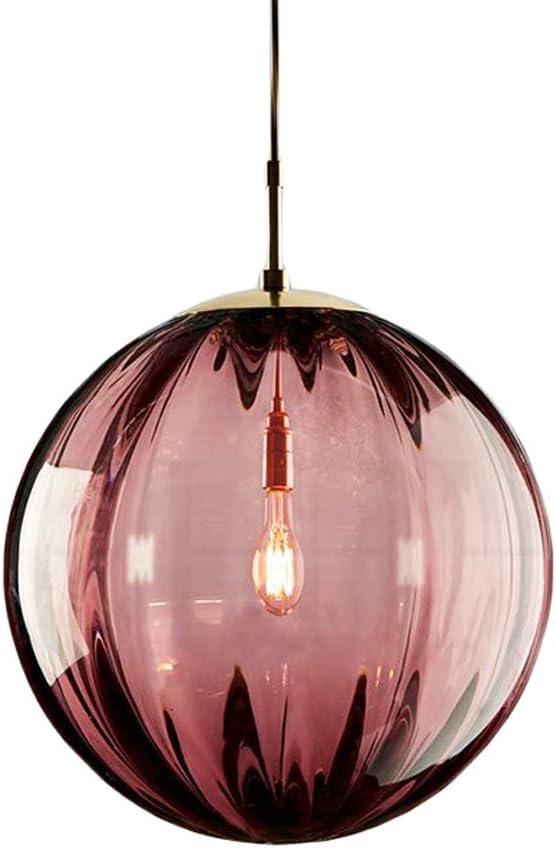 Lampa wisząca w kształcie szklanej kuli, regulowana lampa stołowa do jadalni, lampa wisząca w stylu industrialnym, E27, Ø20 cm, czerwona
