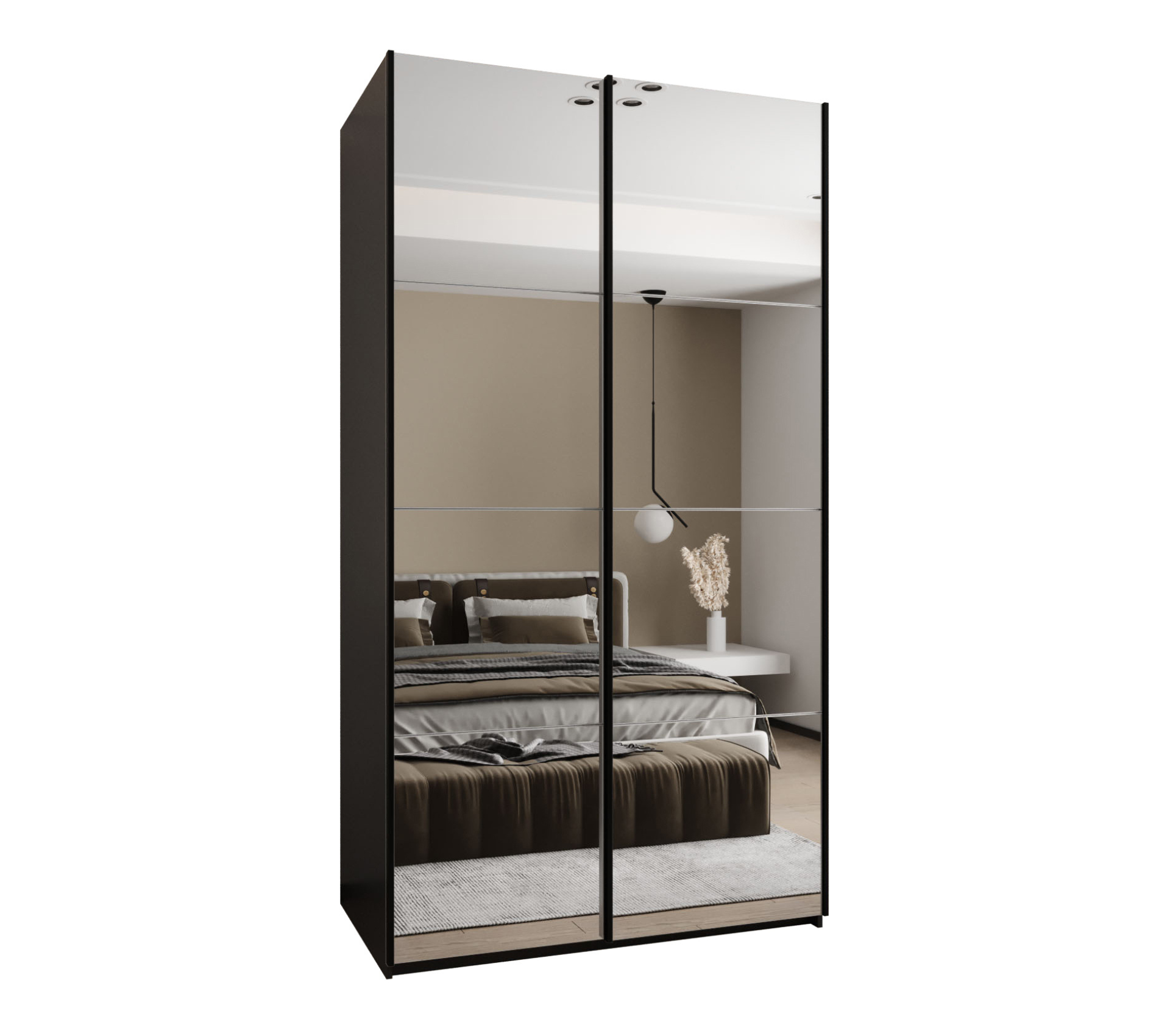 Szafa przesuwna wysoka Lux 2 130 x 64 x 245,5 cm czarny + biały + u. czarny - Abiks Meble