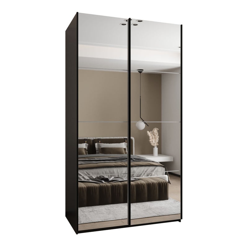 Szafa przesuwna wysoka Lux 2 130 x 64 x 245,5 cm czarny + biały + u. czarny - Abiks Meble