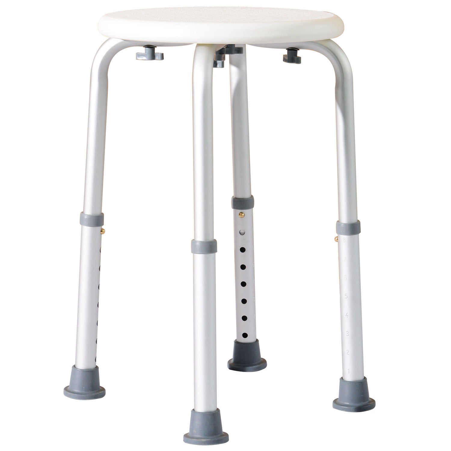 Taboret prysznicowy z regulacją wysokości, ergonomiczne siedzisko, antypoślizgowe nóżki, udźwig 136 kg