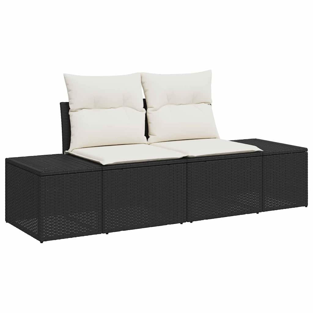 Sofa Ogrodowa Dwuosobowa z Poduszką Czarna